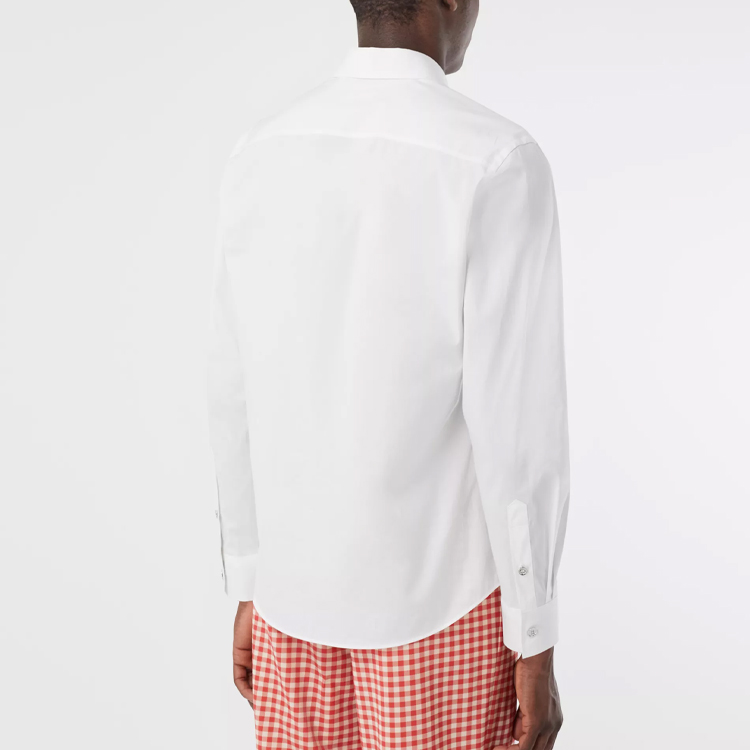 Burberry White Monogram Stretch Cotton Poplin Long Sleeve Shirt 80285581 圖 4