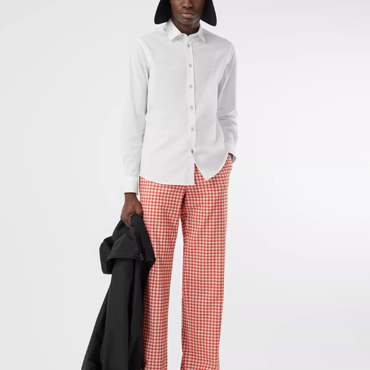Burberry White Monogram Stretch Cotton Poplin Long Sleeve Shirt 80285581 圖 6
