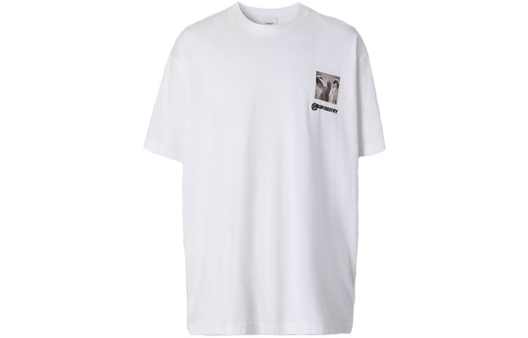 Burberry White Montage Logo Print Crew Neck T-Shirt 45637961