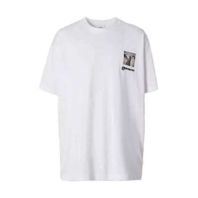 Burberry White Montage Logo Print Crew Neck T-Shirt 45637961