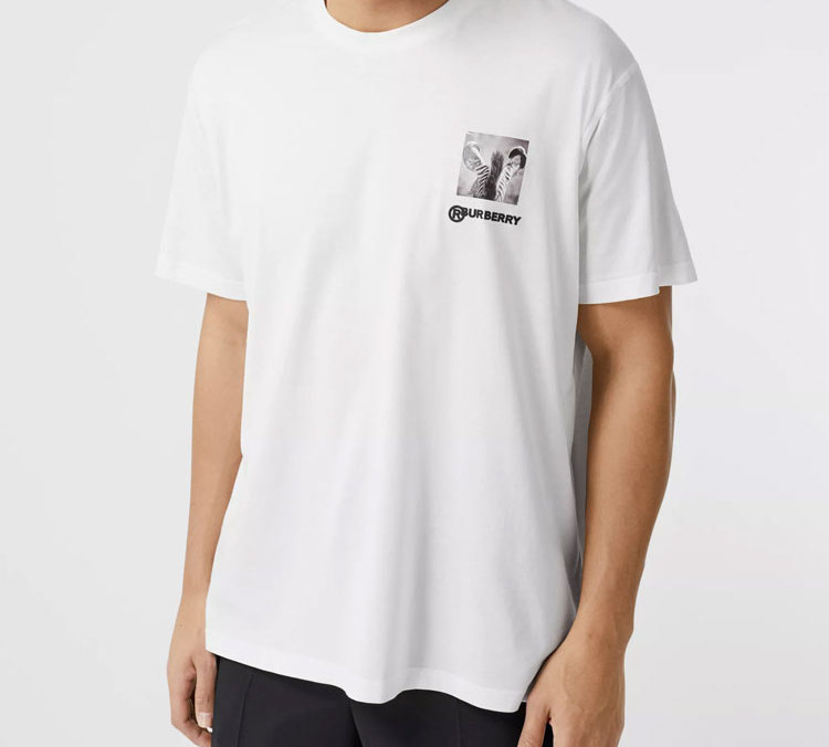 Burberry White Montage Logo Print Crew Neck T-Shirt 45637961 圖 3