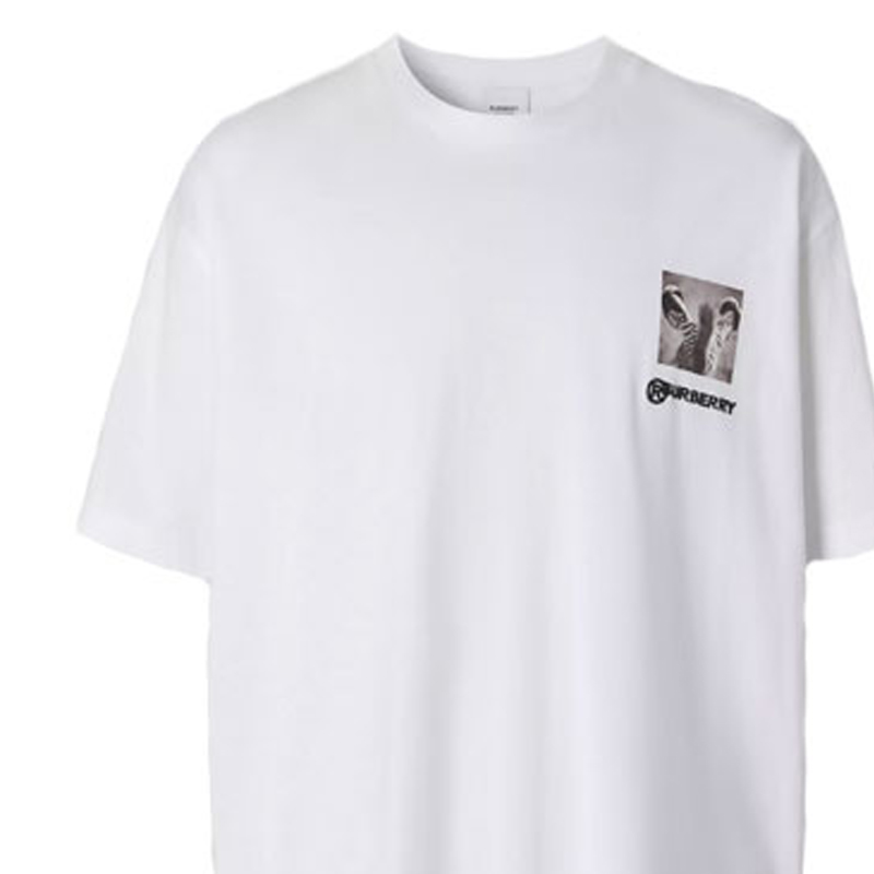 Burberry White Montage Logo Print Crew Neck T-Shirt 45637961 圖 7