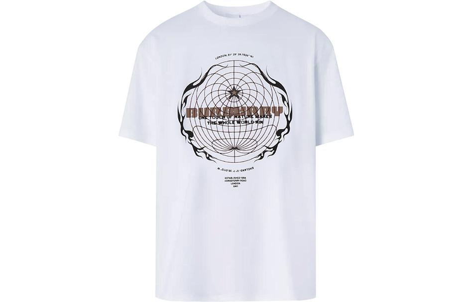 Burberry White Oversized T-Shirt with Spherical Print Design. 80494571
