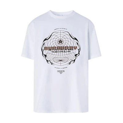 Burberry White Oversized T-Shirt with Spherical Print Design. 80494571