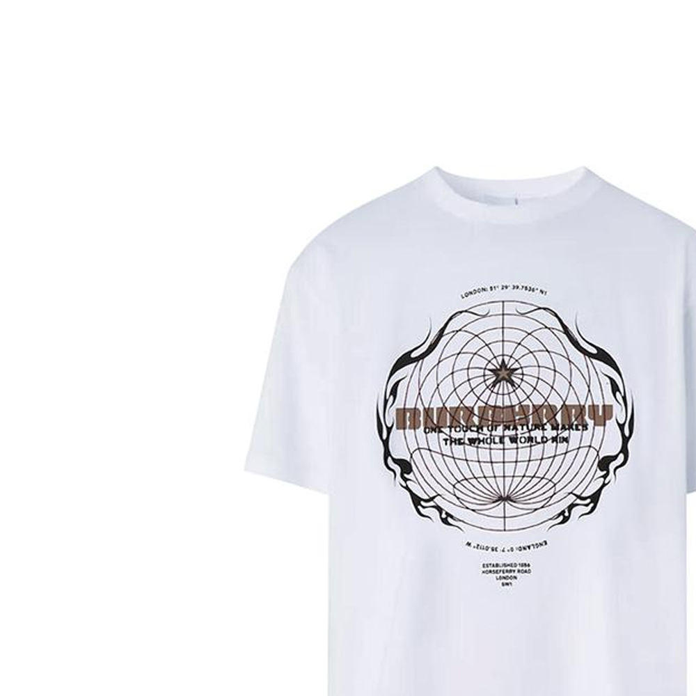 Details for バーバリー ホワイト オーバーサイズ Tシャツ スフェリカルプリントデザイン付き. 80494571