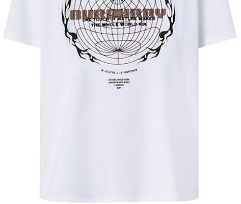 バーバリー ホワイト オーバーサイズ Tシャツ スフェリカルプリントデザイン付き. 80494571 Sizing バーバリー ホワイト オーバーサイズ Tシャツ スフェリカルプリントデザイン付き. 80494571