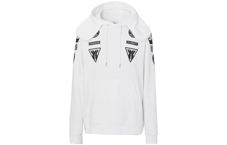 Burberry White Patterned Jacquard Hoodie - Long Sleeve Pullover. 80427421