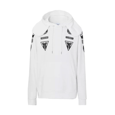 Burberry White Patterned Jacquard Hoodie - Long Sleeve Pullover. 80427421