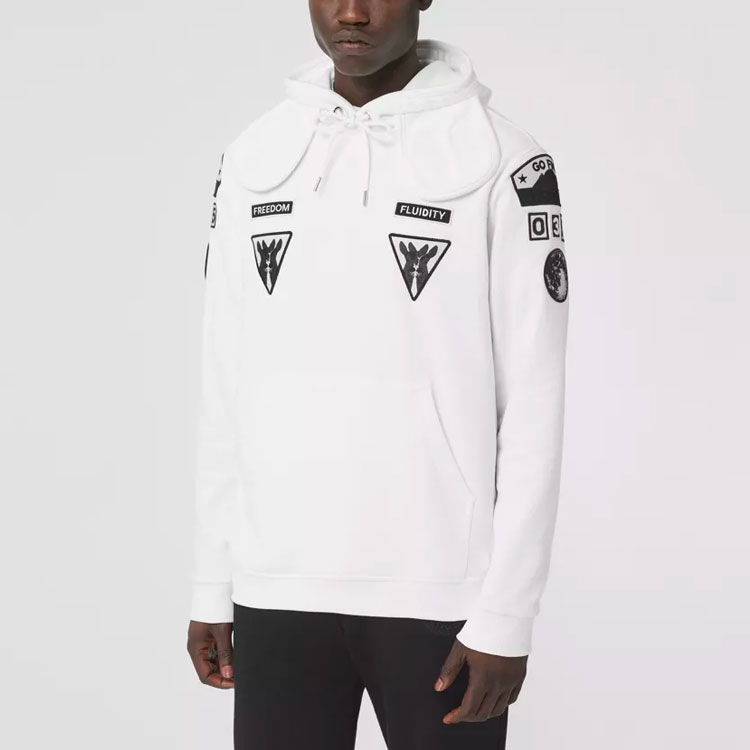 Burberry White Patterned Jacquard Hoodie - Long Sleeve Pullover. 80427421 圖 4