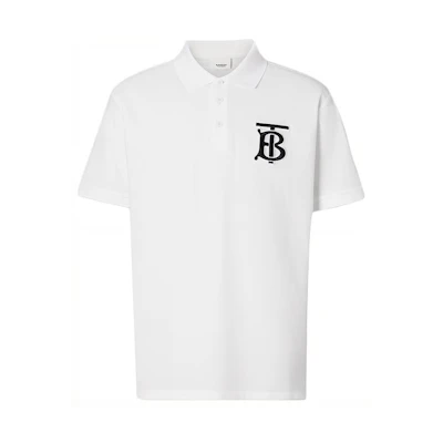 Burberry White Polo Shirt with Logo Embroidery 80162871