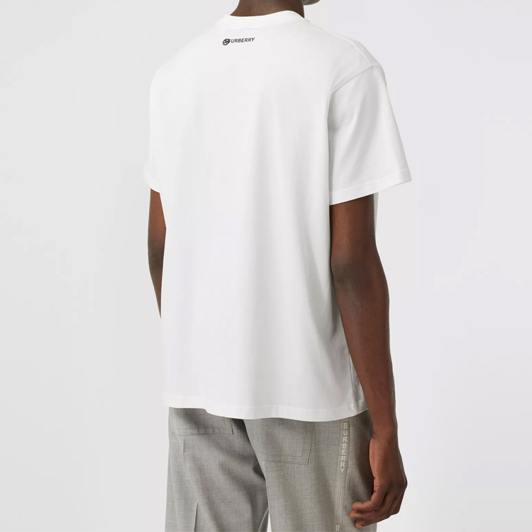 Burberry White Round Neck Logo Print Casual T-Shirt 80309171 圖 4