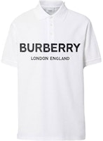Burberry White Short-Sleeve Polo Shirt with Logo Print 80094981 Burberry White Short-Sleeve Polo Shirt with Logo Print 80094981