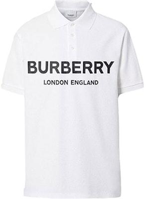 Burberry White Short-Sleeve Polo Shirt with Logo Print 80094981 Order Burberry White Short-Sleeve Polo Shirt with Logo Print 80094981