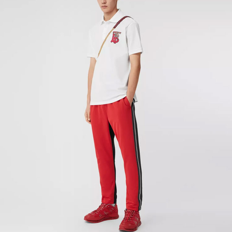 Burberry White Short-Sleeve Polo Shirt with Signature Monogram Print 80248521 圖 3