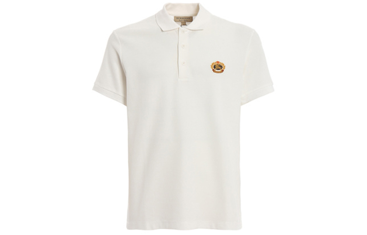 Burberry White Short Sleeve Polo Shirt with Gold Embroidery 80030211 圖 2