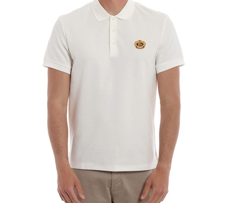 Burberry White Short Sleeve Polo Shirt with Gold Embroidery 80030211 圖 4