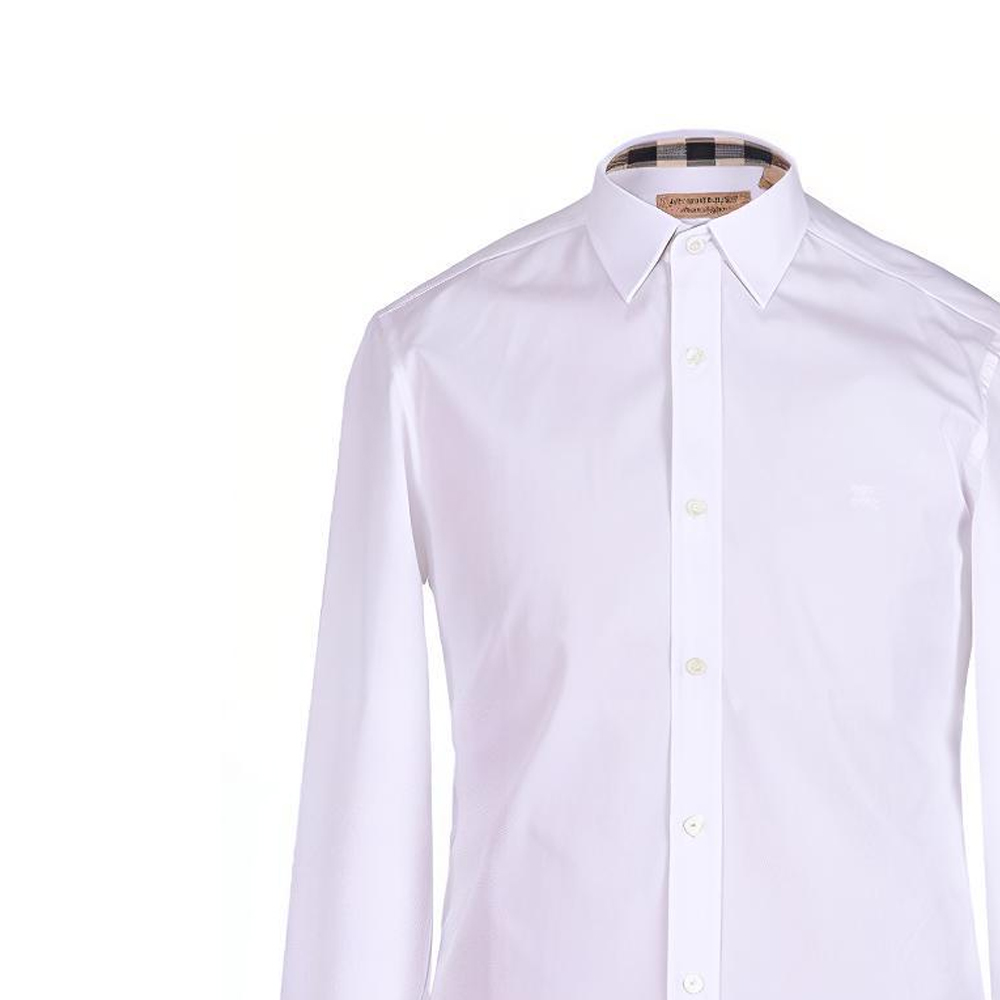 Burberry White Solid Classic Vintage Collar Long-Sleeve Shirt for Men 39911591 圖 5