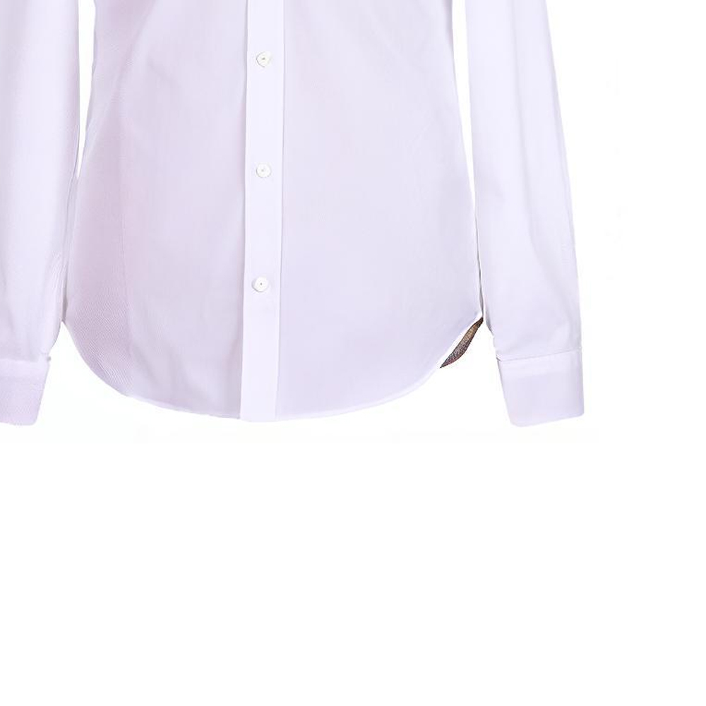 Burberry White Solid Classic Vintage Collar Long-Sleeve Shirt for Men 39911591 圖 7