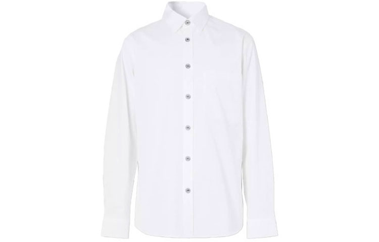 Burberry White Solid Color Long Sleeve Button-Up Shirt. 80288771