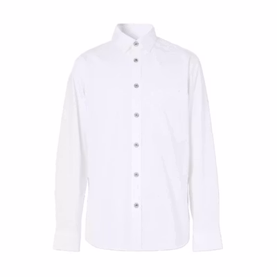 Burberry White Solid Color Long Sleeve Button-Up Shirt. 80288771