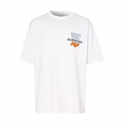 Burberry White Solid Logo Short Sleeve T-Shirt 80321861