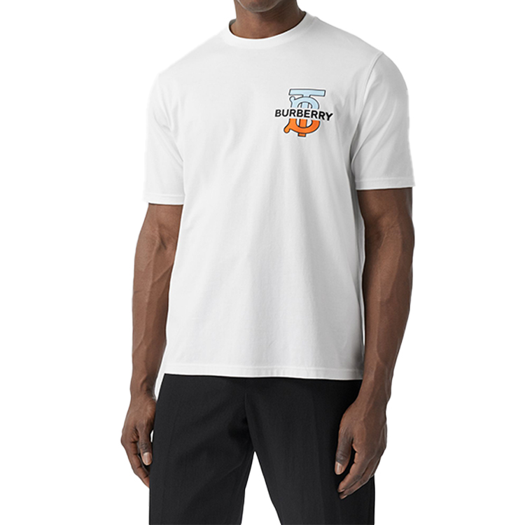 Burberry White Solid Logo Short Sleeve T-Shirt 80321861 圖 3
