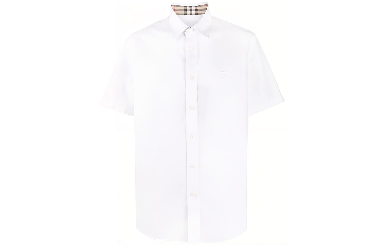 Burberry White Solid Short-Sleeve Casual Shirt 8025612