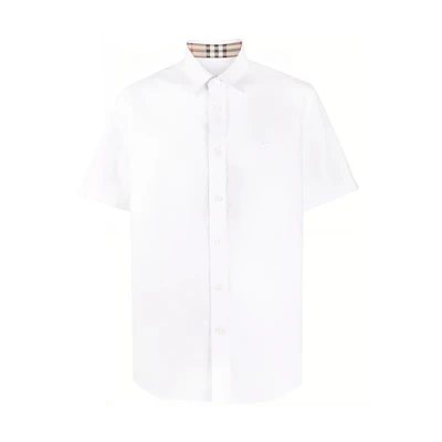 Burberry White Solid Short-Sleeve Casual Shirt 8025612