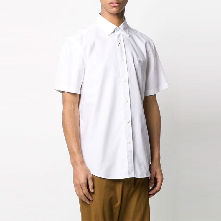 Burberry White Solid Short-Sleeve Casual Shirt 8025612 圖 3