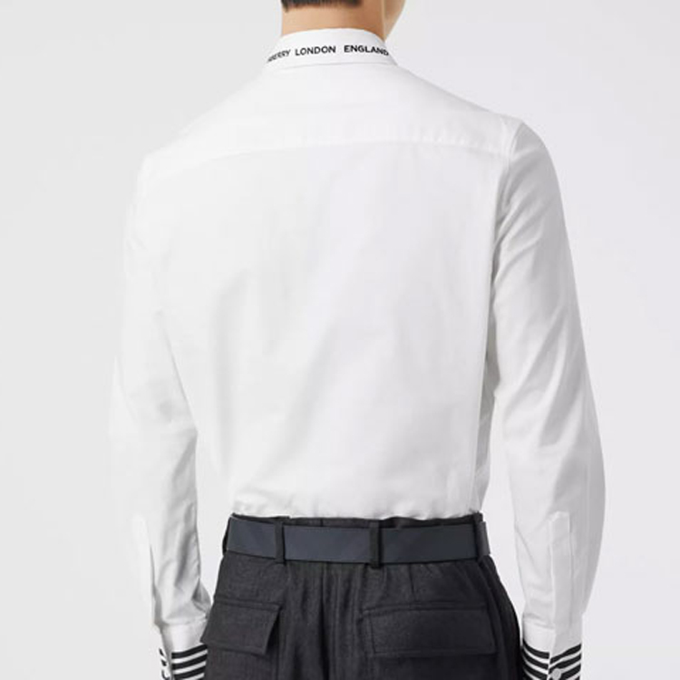 Burberry White Striped Print Cotton Oxford Long Sleeve Shirt 80237541 圖 4