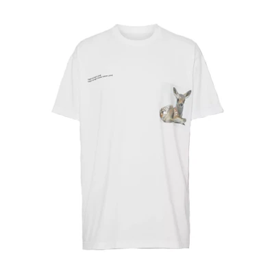 Burberry White T-Shirt with Chest Print 45587461