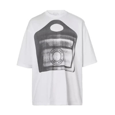 Burberry White T-Shirt with Pocket Print 45676221