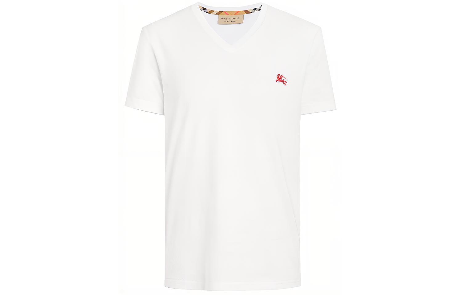 Burberry White V-Neck Short Sleeve Tee 80038351