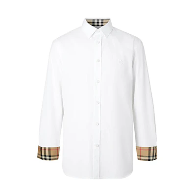 Burberry White Vintage Check Monogram Motif Long-Sleeve Shirt 80323081