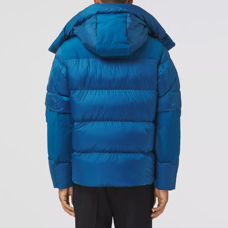 Purchase 巴宝莉海军蓝修身冬季羽绒服，带可拆卸连帽。 80438471