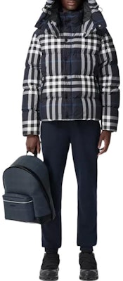 Burberry Winter Jacket Detachable Hood Night Check Down Coat Navy Blue Mens 80592121 Lookbook Burberry Winter Jacket Detachable Hood Night Check Down Coat Navy Blue Mens 80592121