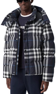 Burberry Winter Jacket Detachable Hood Night Check Down Coat Navy Blue Mens 80592121 Shop Burberry Winter Jacket Detachable Hood Night Check Down Coat Navy Blue Mens 80592121