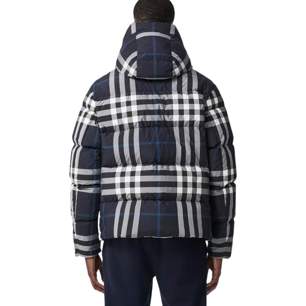 Purchase 巴宝莉男士可拆卸连帽冬季羽绒外套 深蓝夜色格纹 80592121
