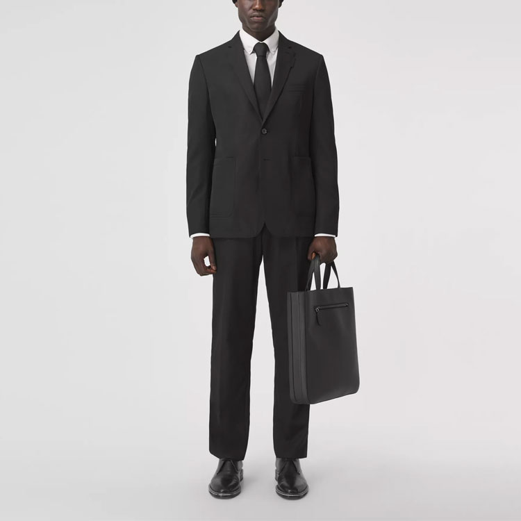 Purchase Burberry 黑色羊毛混紡直筒休閒長褲 80416931