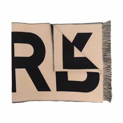 Burberry Wool Knit Scarf with Logo Design Unisex Camel Color 8057147