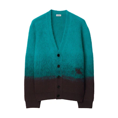 Burberry Wool Mohair Gradient V-Neck Button Cardigan - Kingfisher Green POIZON2407221552