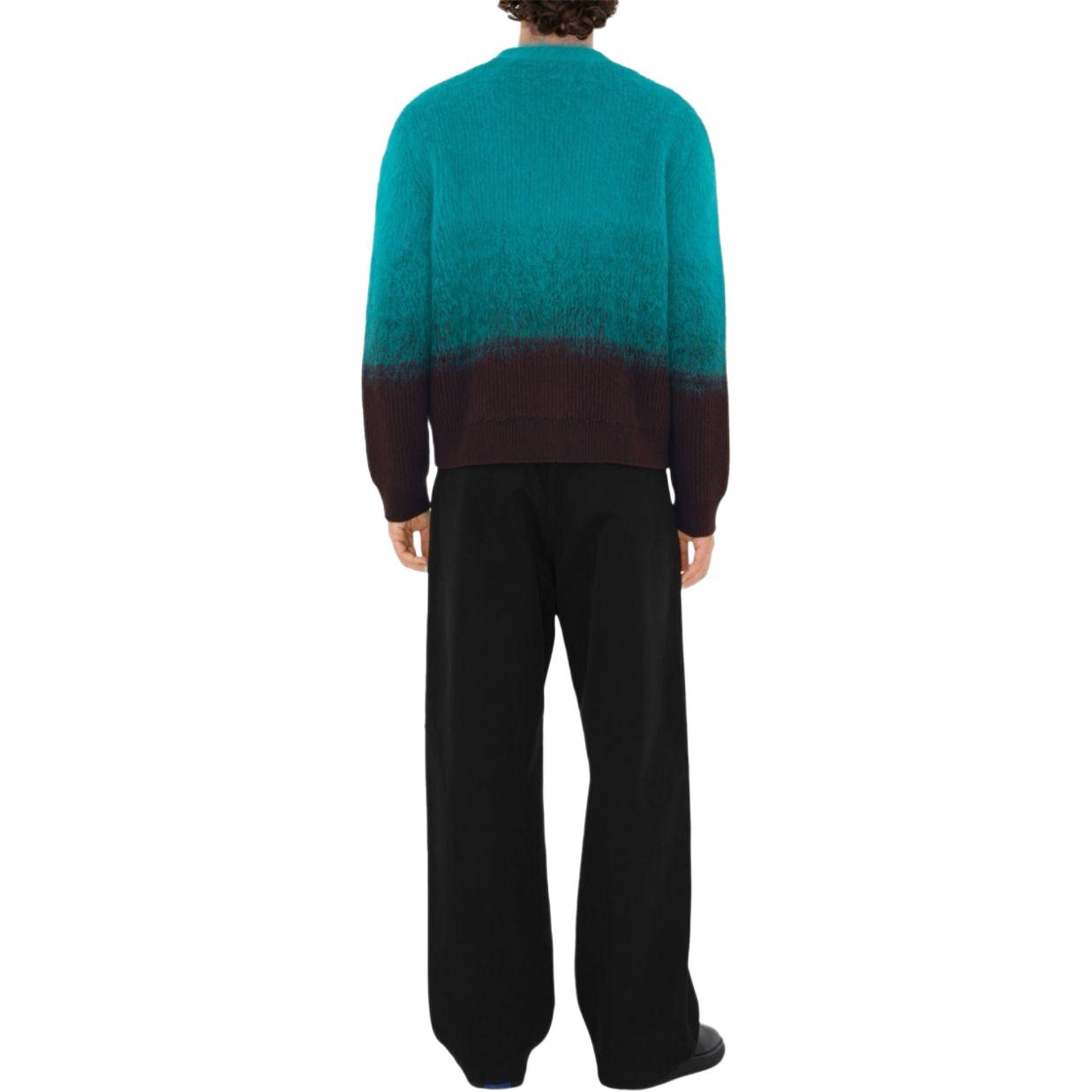 Shop Burberry Wool Mohair Gradient V-Neck Button Cardigan - Kingfisher Green POIZON2407221552