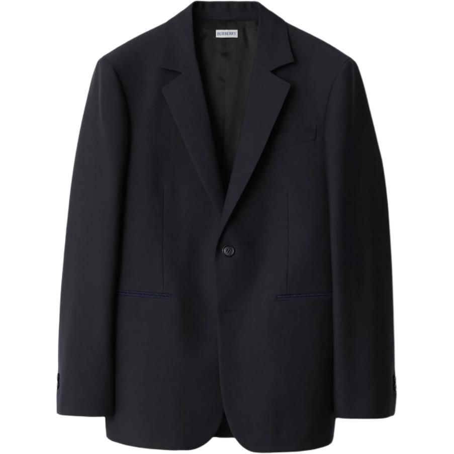 Burberry Wool Tailored Navy Blue Single-Button Blazer Jacket 80919021