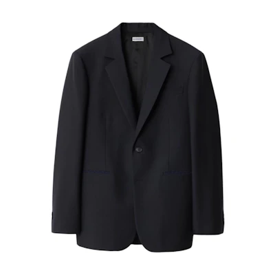 Burberry Wool Tailored Navy Blue Single-Button Blazer Jacket 80919021