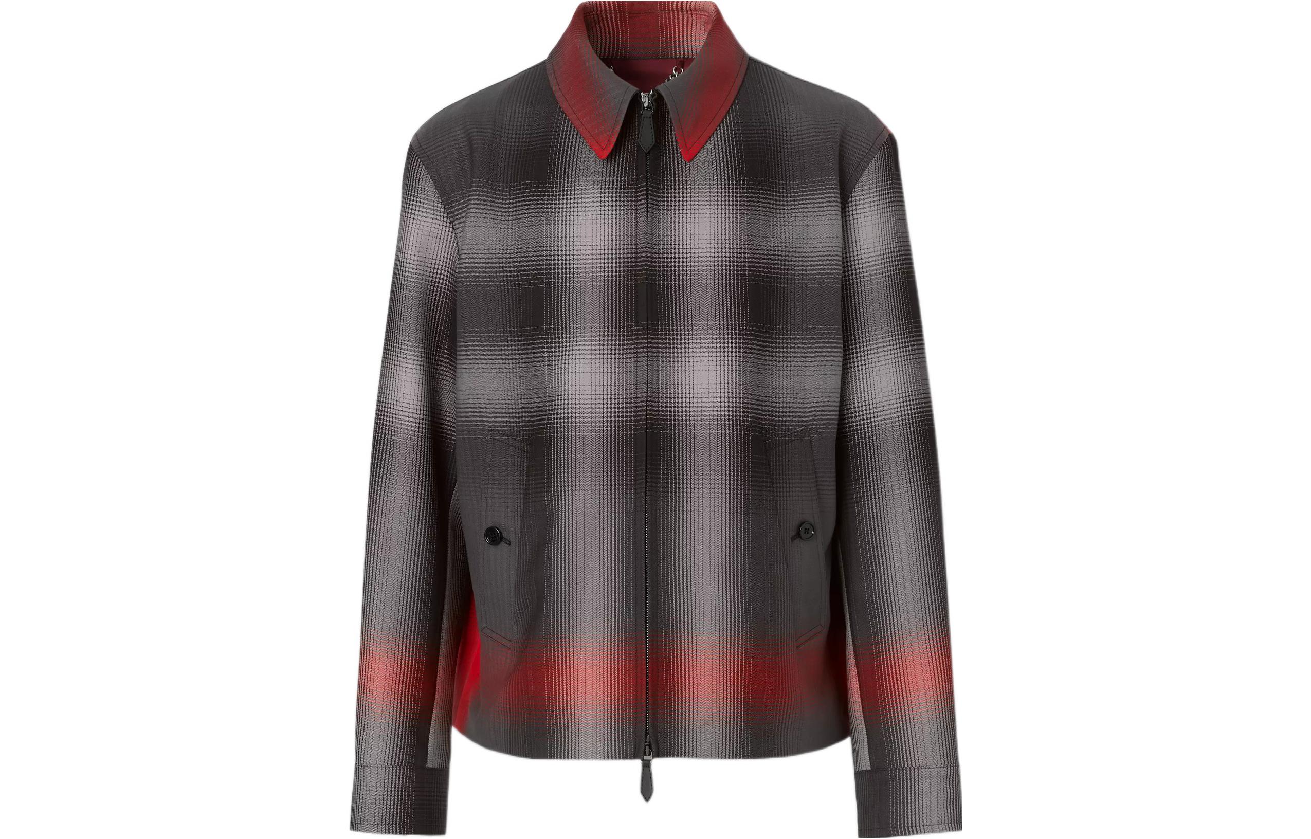 Burberry Pop Trading Company FW22 Colorblock Plaid Zip Jacket Storm Grey Menswear 80615651