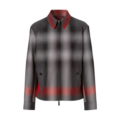 Burberry Pop Trading Company FW22 Colorblock Plaid Zip Jacket Storm Grey Menswear 80615651