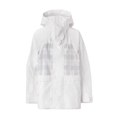 Burberry Pop Trading Company FW22 White Plaid Letter Print Hooded Jacket Mens 80613181