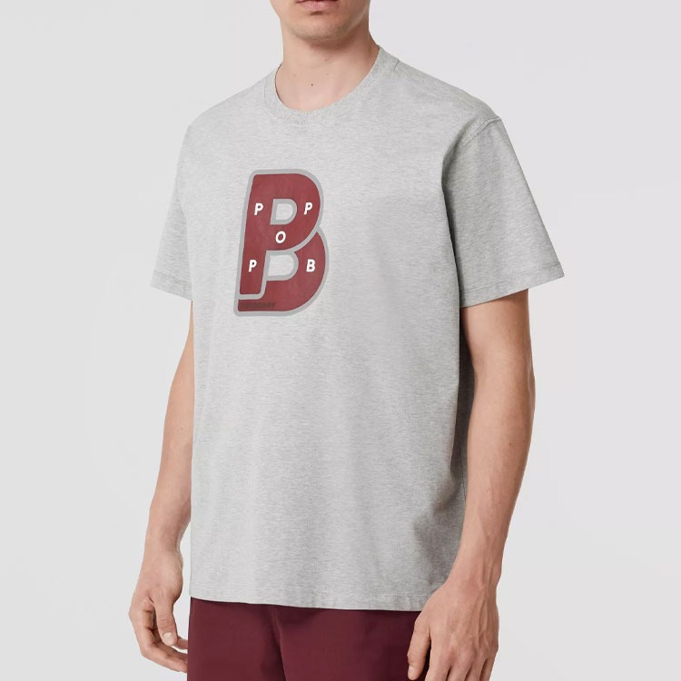 Purchase Burberry x Pop Trading Company Logo Kelabu Crewneck T-Shirt FW22 Lelaki. 80573241