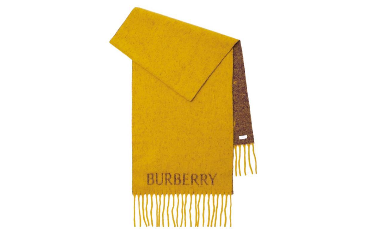 Burberry Yellow Cashmere Scarf with Tassels Unisex Couple Design. 80765641
