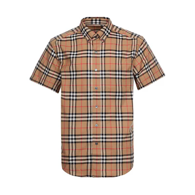Burberry Yellow Check Short Sleeve Shirt 80029271